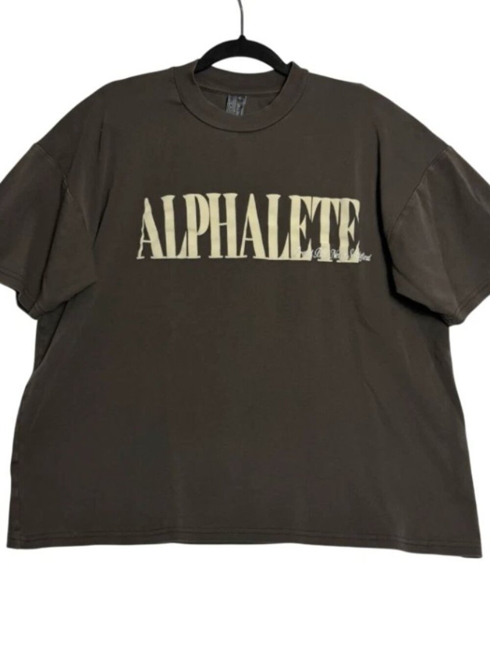 Alphalete Proud But Never Satisfied Gray Short Sleeve Tee Shirt Mens Size Large